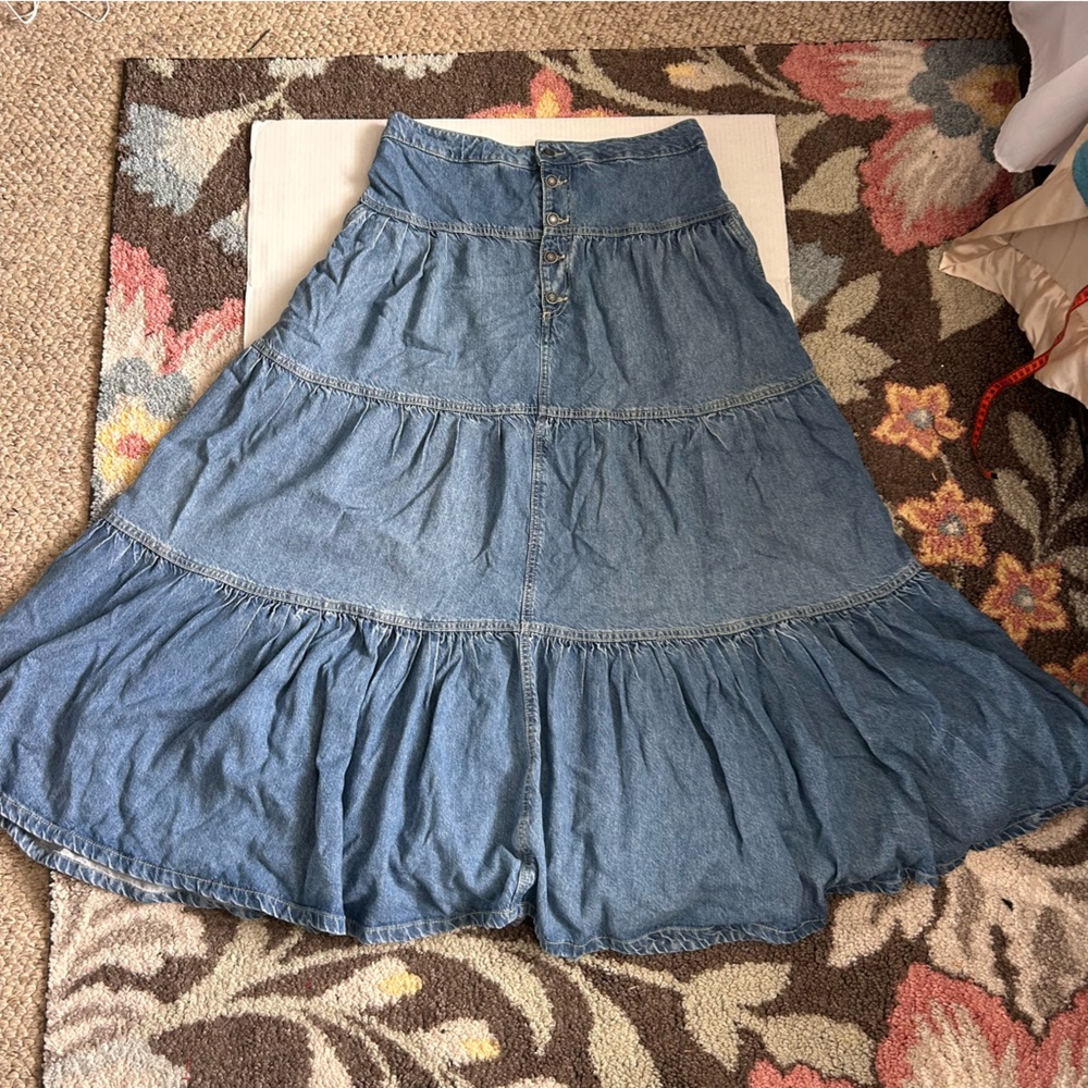 FREE PEOPLE Dreamweaver Maxi Denim Skirt - Picture 3 of 11